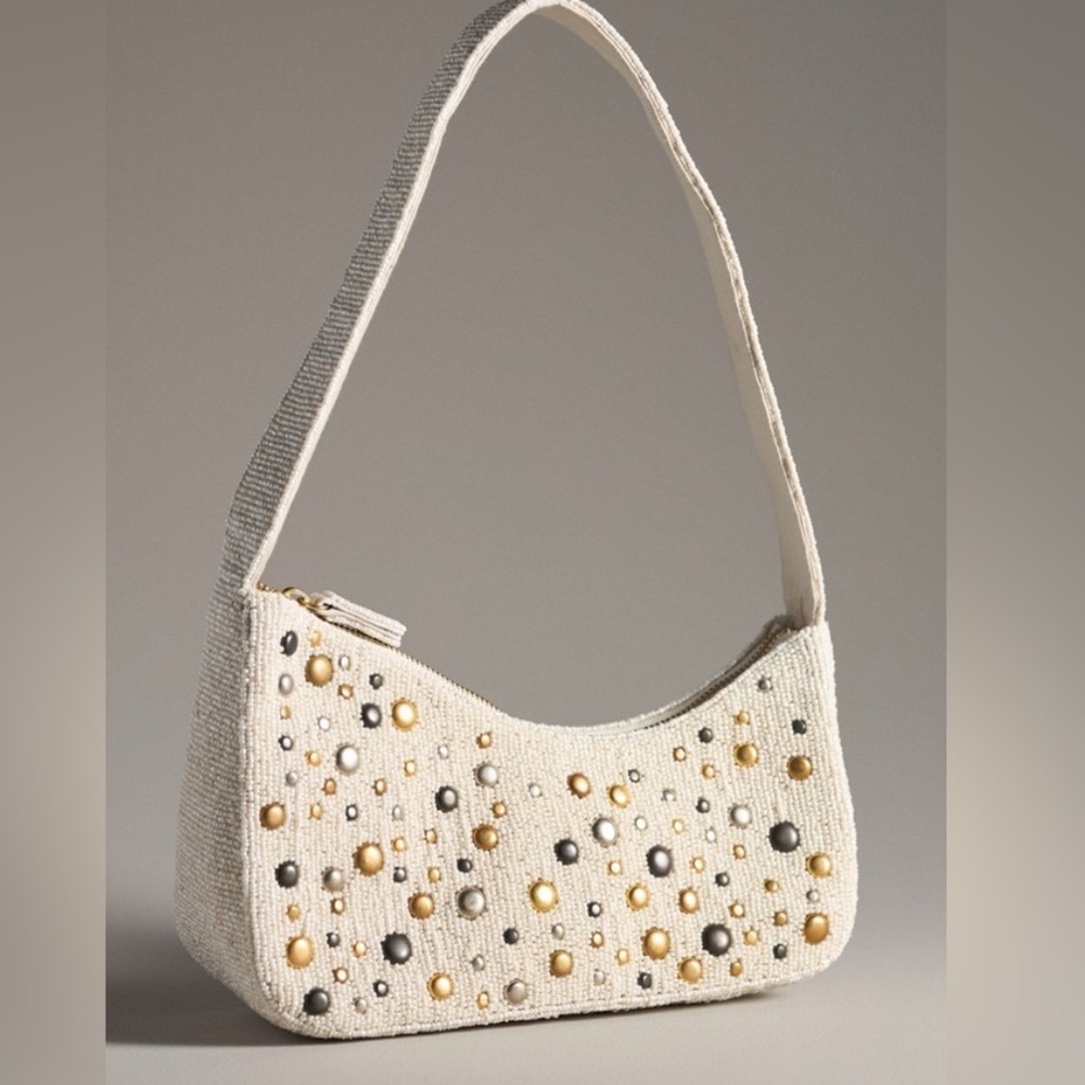 Anthropologie Asymmetric Beaded Shoulder Bag